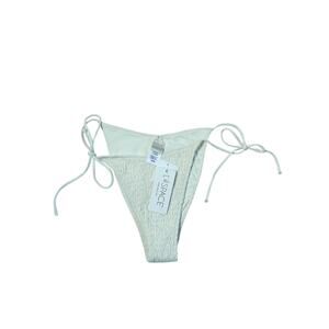 L*SPACE Aubree Bikini Bottom Cream Bitsy Cut Side Tie Ruched Swim M NWT
